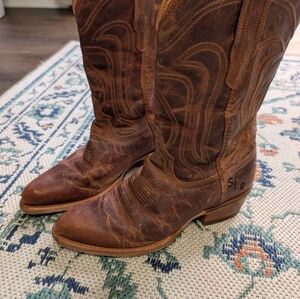 Tescovas Size 7Brown Leather Cowboy Boots